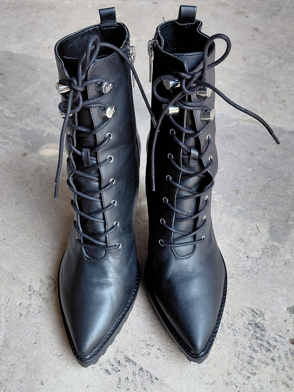Michael Kors Kyle Leather Lace Up Heeled Boots